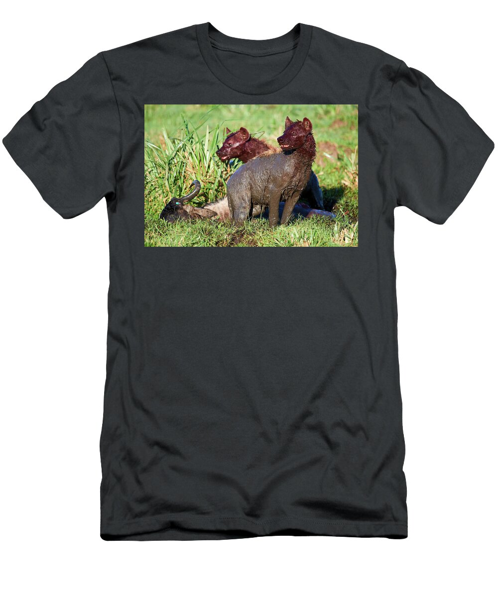 Spotted Hyena Covered in Blood and Mud After Feeding on a Eric Baccega Natureplcom T-Shirt