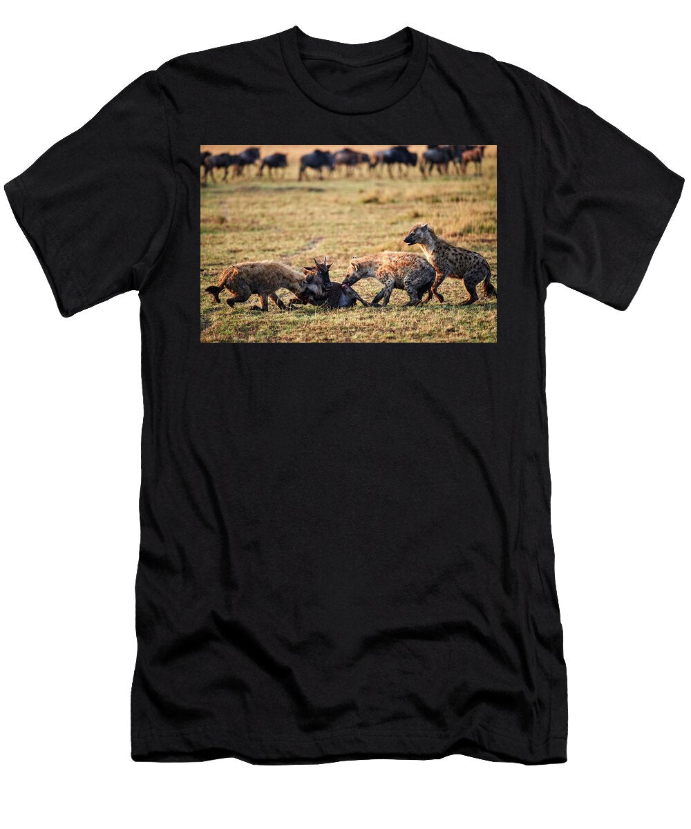 Spotted Hyena Killing a Young Eastern White Bearded Eric Baccega Natureplcom T-Shirt